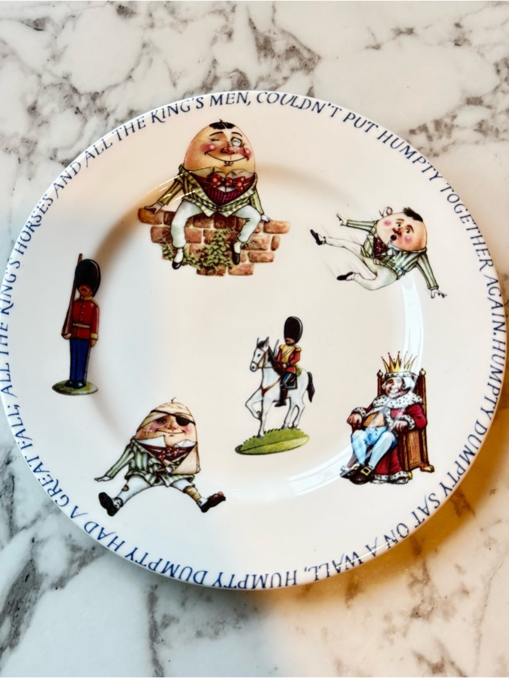 Humpty Dumpty Decorative Wall Plate - White with Multi-Color Illustrations